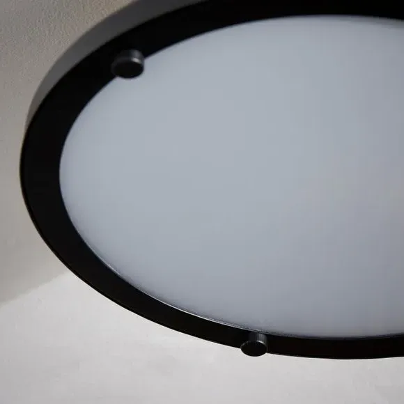Barton Bathroom Flush Ceiling Light Dimmable - Black, Stainless Steel by Dunelm, image 3