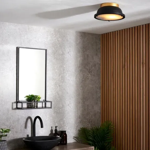 Barton Bathroom Flush Ceiling Light Dimmable - Black, Stainless Steel by Dunelm, image 5