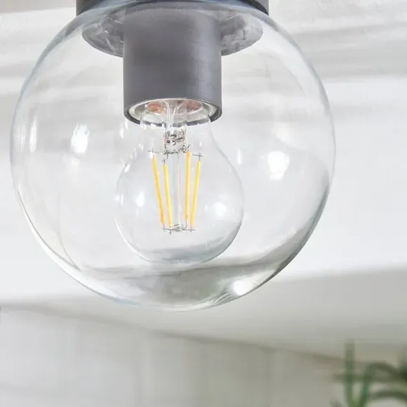 Sligo Smoked Industrial Flush Ceiling Light - Clear alternate view