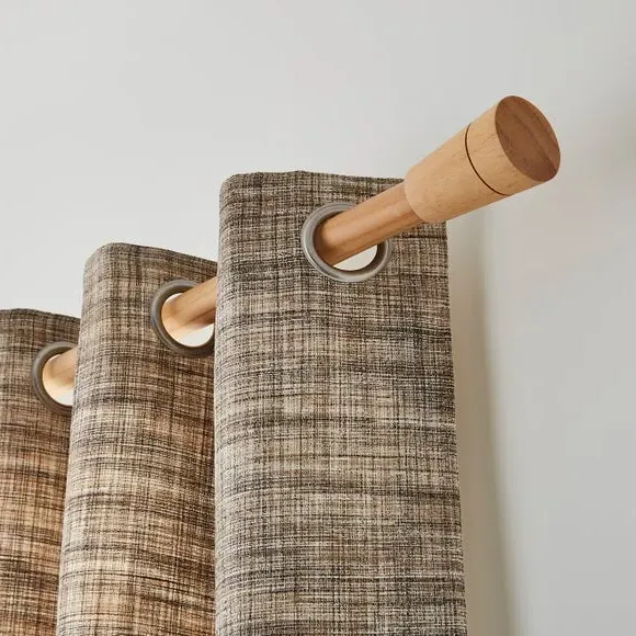 Fluted Curtain Pole Kit - Light Oak Effect, FSC Wood by Dunelm, image 2