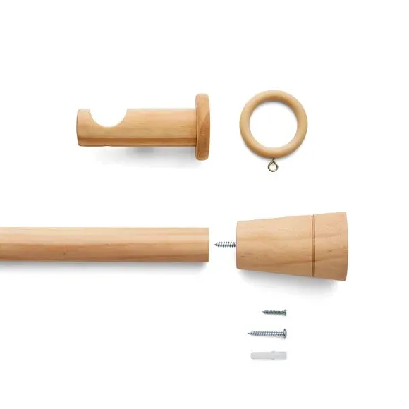 Fluted Curtain Pole Kit - Light Oak Effect, FSC Wood by Dunelm, image 3
