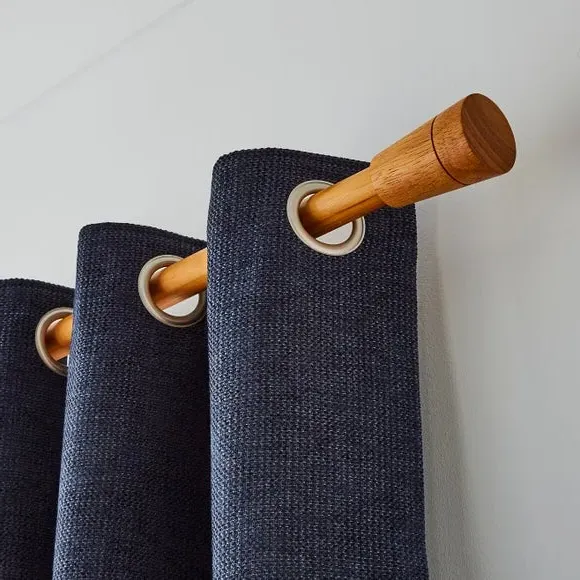 Fluted Curtain Pole Kit - Rustic Oak Effect, FSC Wood by Dunelm, alternate view