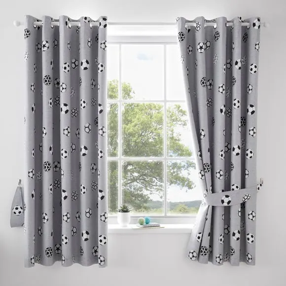 Football Print Blackout Eyelet Curtains - Multicolor alternate view