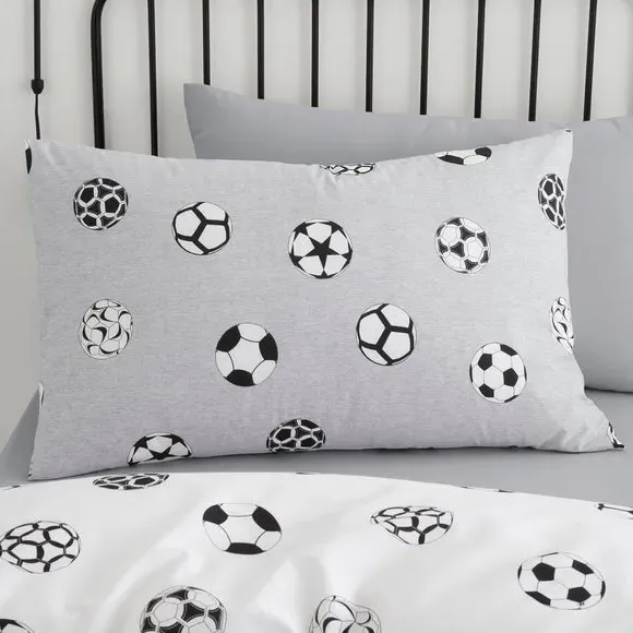 Football Reversible Duvet Cover and Pillowcase Set - Grey, Polycotton alternate view