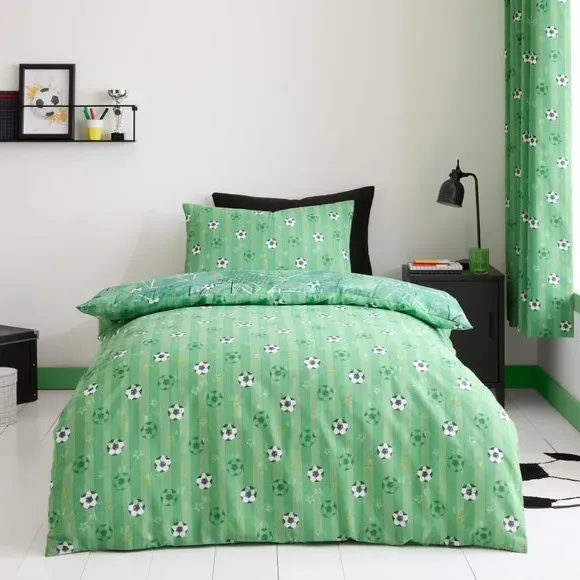 Football Pitch Duvet Cover Set - Green, Cotton alternate view
