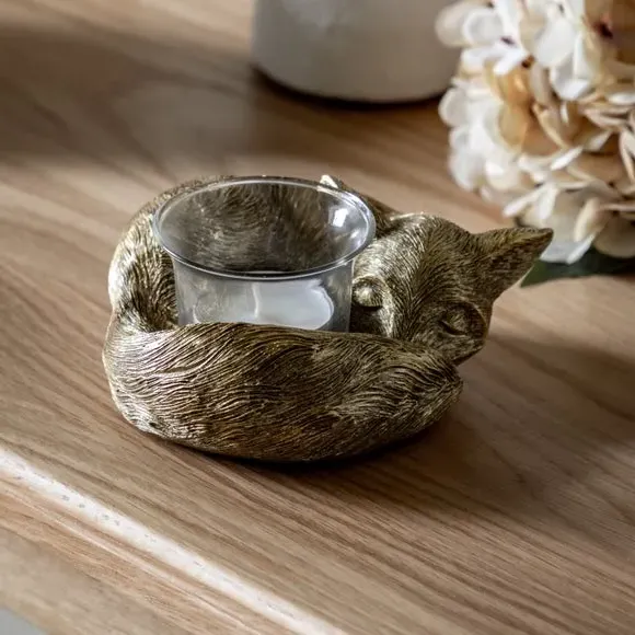Fox Shaped Tealight Holder - Gold alternate view