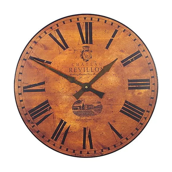 French Chateau Wall Clock - Brown, Weathered alternate view
