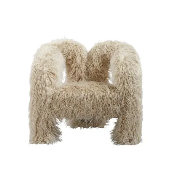 Extra-Large Accent Chair - Ivory, Faux Fur alternate view