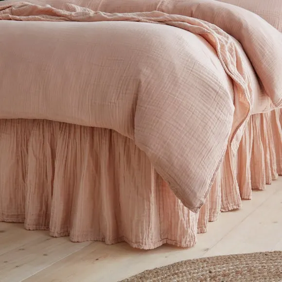 Frilled Bed Valance - Blush Pink, Cotton Muslin alternate view