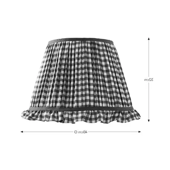Carys Frilled Lamp Shade with Gingham - Olive Green, Polyester by Dunelm, image 5