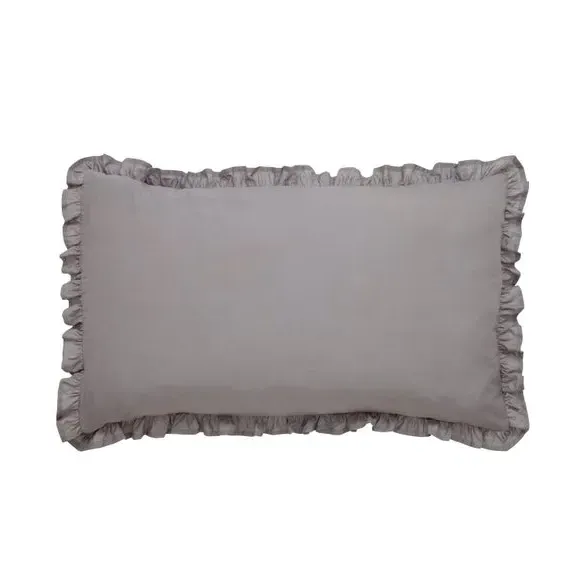 Frilled Pillowcase - Dove Grey, Cotton alternate view