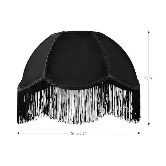 Carmona Fringed Lamp Shade - Black, Velvet by Dunelm, image 4