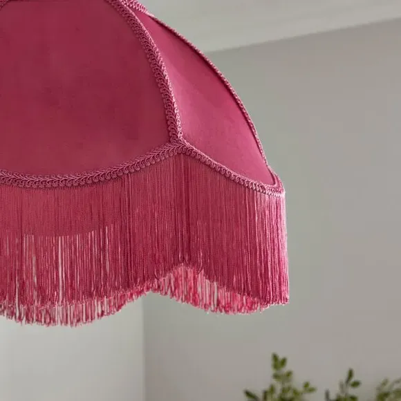 Carmona Fringed Lamp Shade - Fuschia, Velvet by Dunelm, image 3