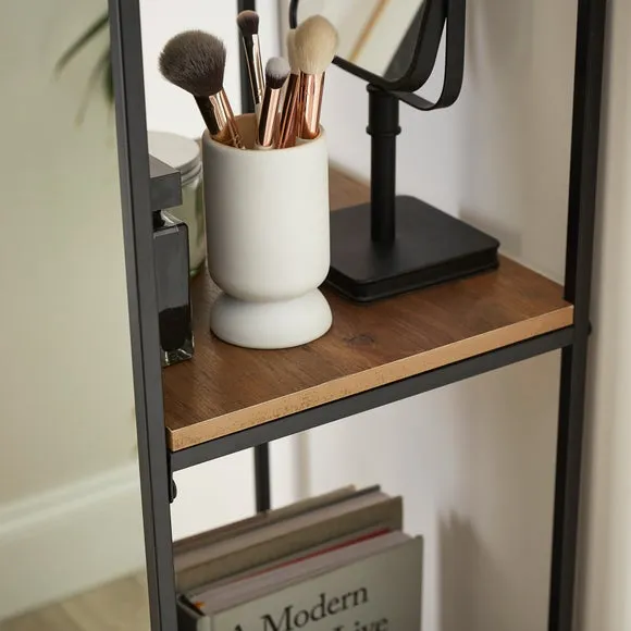 Fulton Mirrored Shelving Unit - Black, Metal alternate view