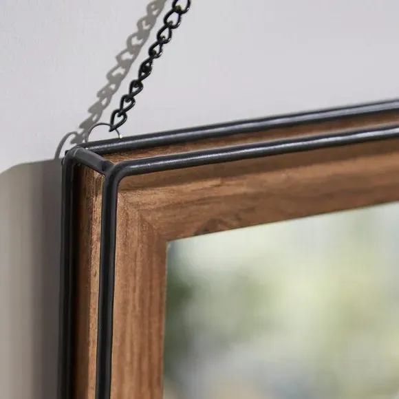 Rectangle Hanging Chain Wall Mirror - Brown alternate view