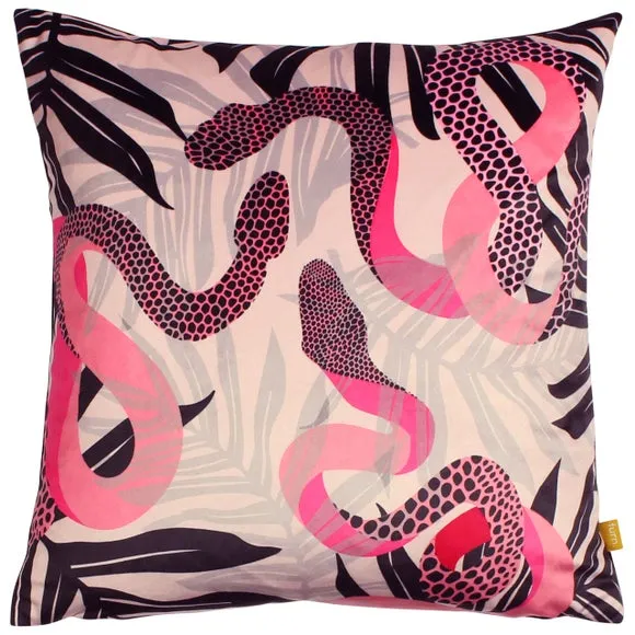 Serpentine Square Cushion - Black, Velvet alternate view