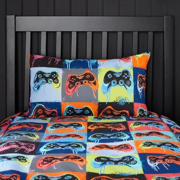Game Mode Duvet Cover and Pillowcase Set - Multicolor, Polycotton alternate view