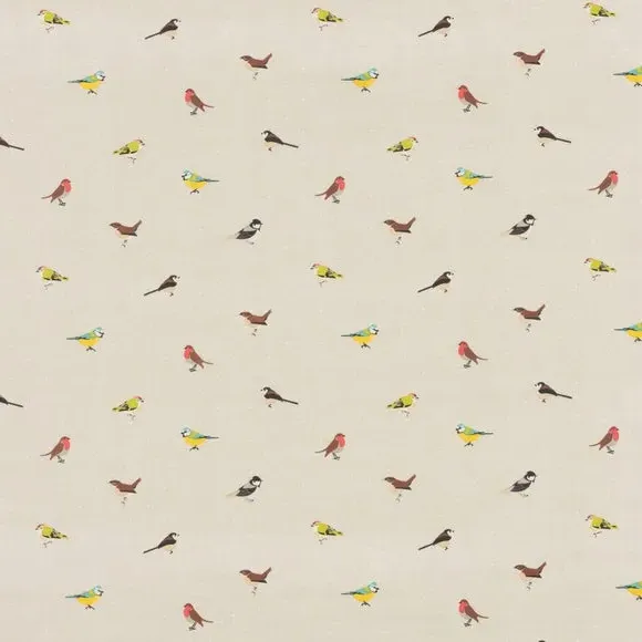 Garden Birds Oil Cloth Fabric by the Metre - Natural product