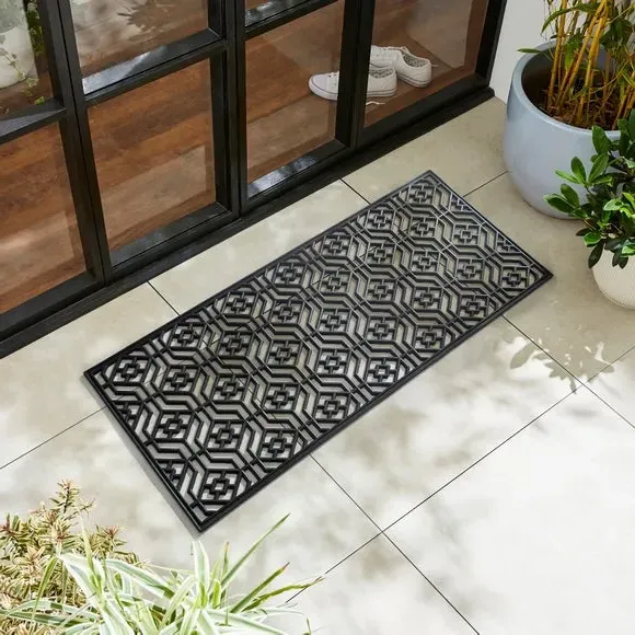 Geo Doormat - Black, Rubber