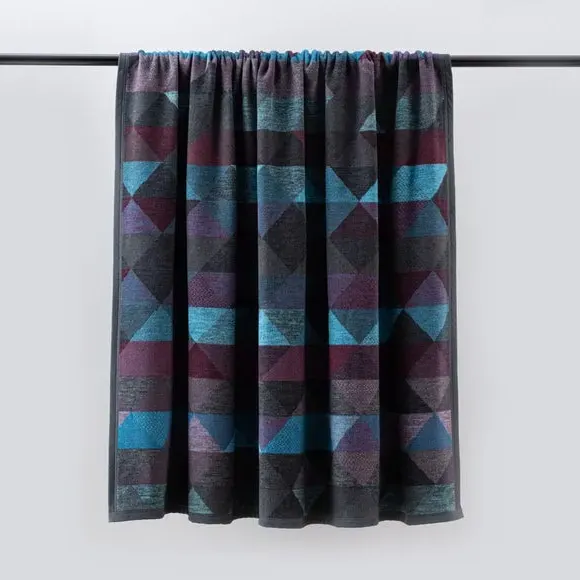 Geo Throw Blanket - Purple, Recycled Cotton Mix alternate view