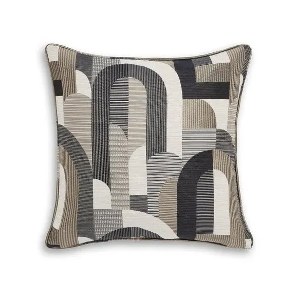 Geometric Jacquard Cushion - Charcoal, Polyester alternate view