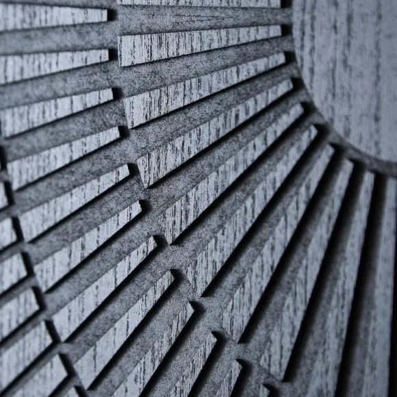 Geometric Wall Art with Embossed Pattern - Black Wood alternate view