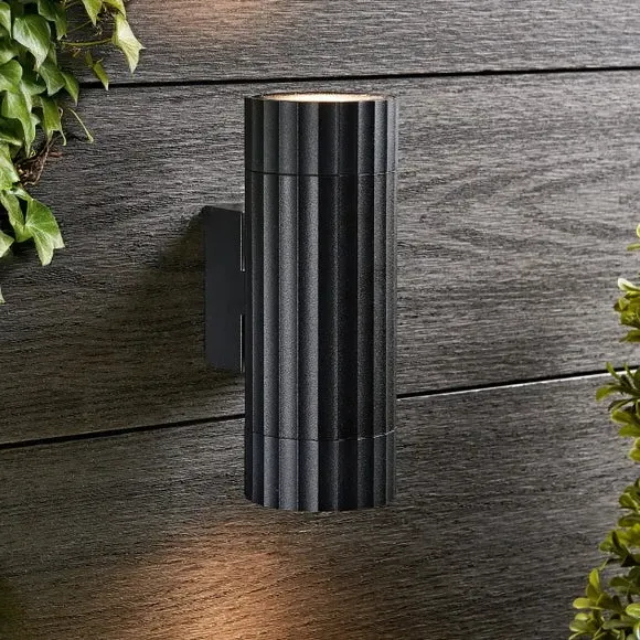 Georgi Ribbed 2-Light Outdoor Wall Light - Black, Metal product