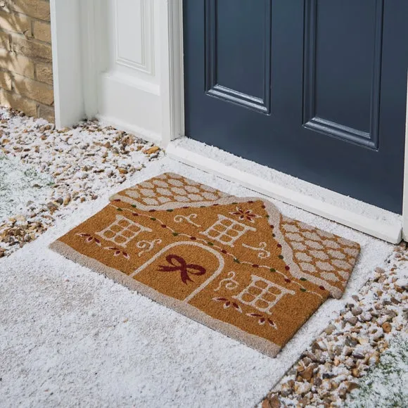 Gingerbread House Coir Doormat - Brown