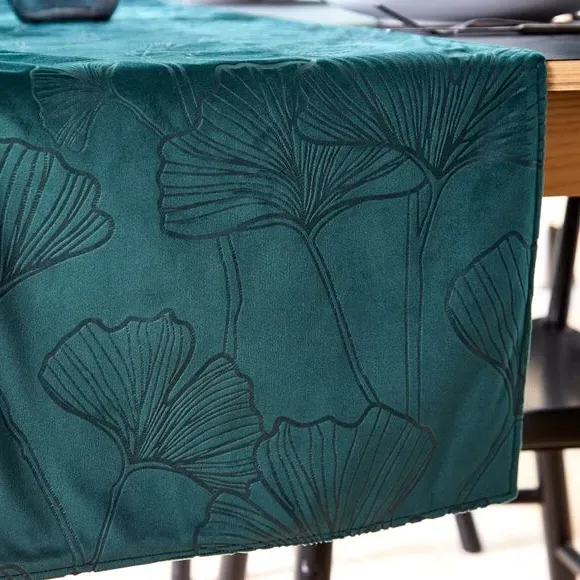 Gingko Printed Table Runner - Green, Polyester alternate view