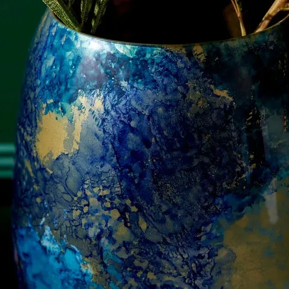 Marble Effect Vase - Blue, Glass alternate view