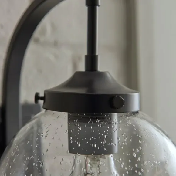 Twain Outdoor Globe Wall Light Dimmable - Black, Metal Glass by Dunelm, image 3