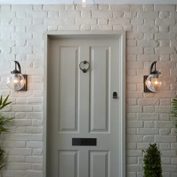 Twain Outdoor Globe Wall Light Dimmable - Black, Metal Glass by Dunelm, image 6