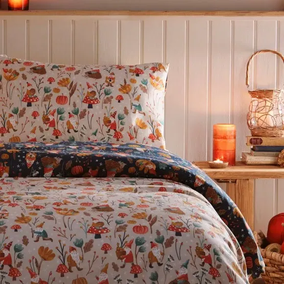 Gnomes and Friends Duvet Cover & Pillowcase Set - Natural, Polyester alternate view