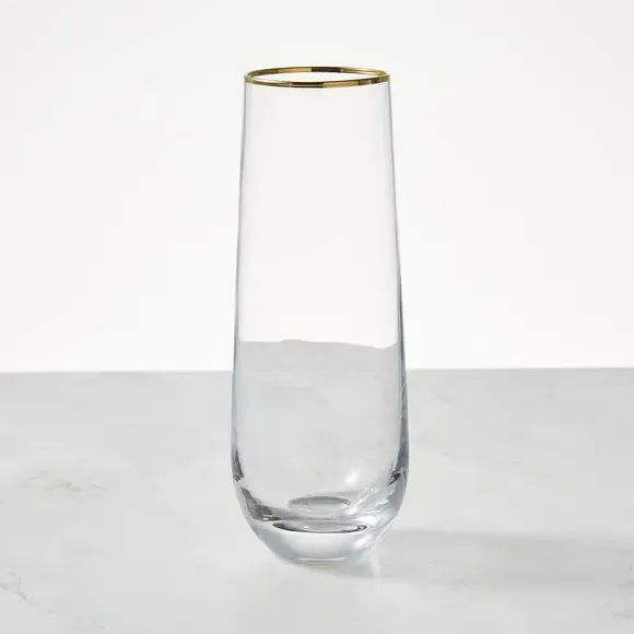 Gold Band Stemless Wine Glass - Clear product
