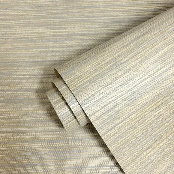 Metallic Grasscloth Textured Wallpaper - Gold alternate view
