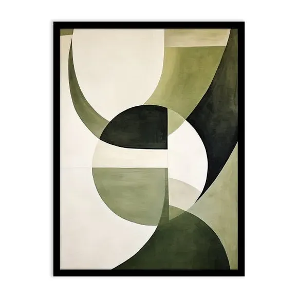 Geometric Abstract Framed Print - Green alternate view