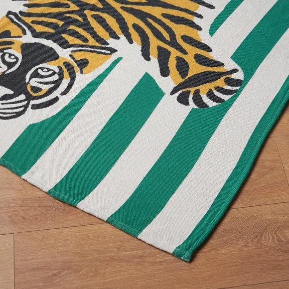 Tiger Jacquard Throw Blanket - Green, Woven alternate view