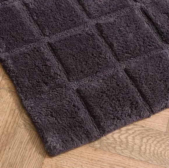 Grid Tufted Bath Mat - Charcoal, Cotton alternate view