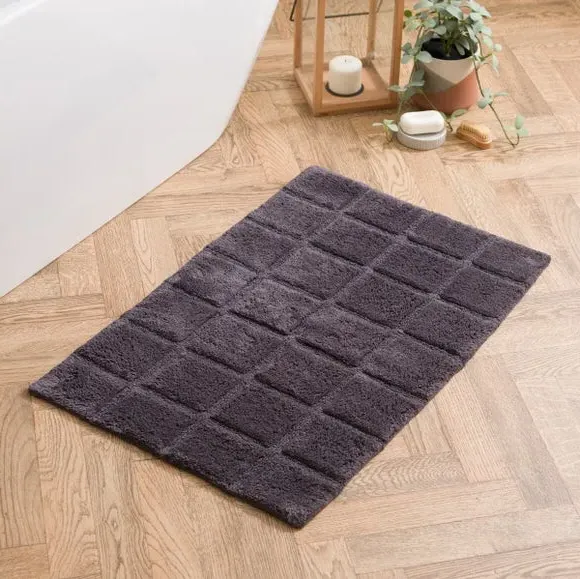 Grid Tufted Bath Mat - Charcoal, Cotton product