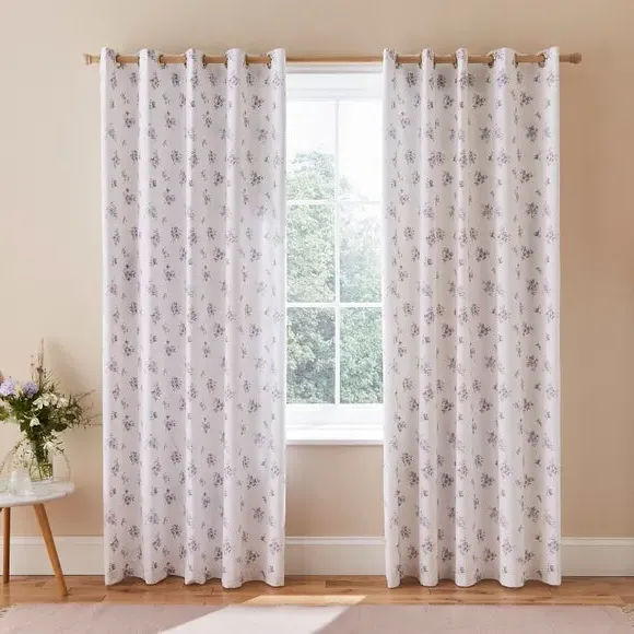 Ditsy Blackout Eyelet Curtains - Mauve alternate view