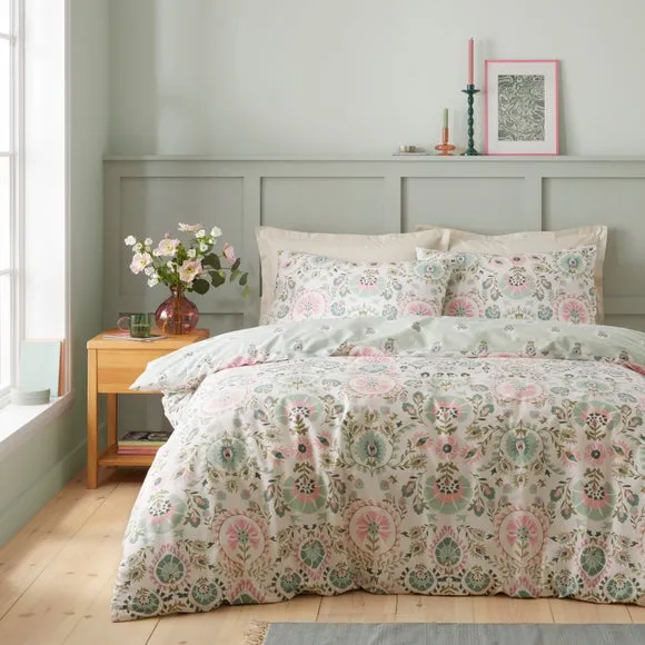 Hani Duvet Cover and Pillowcase Set - Sage Green, Cotton product