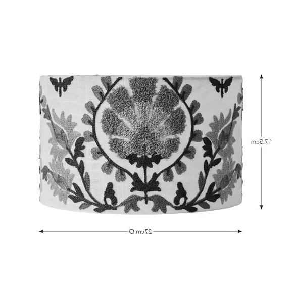 Hani Embroidered Easy Fit Drum Lamp Shade - Red by Dunelm, image 5