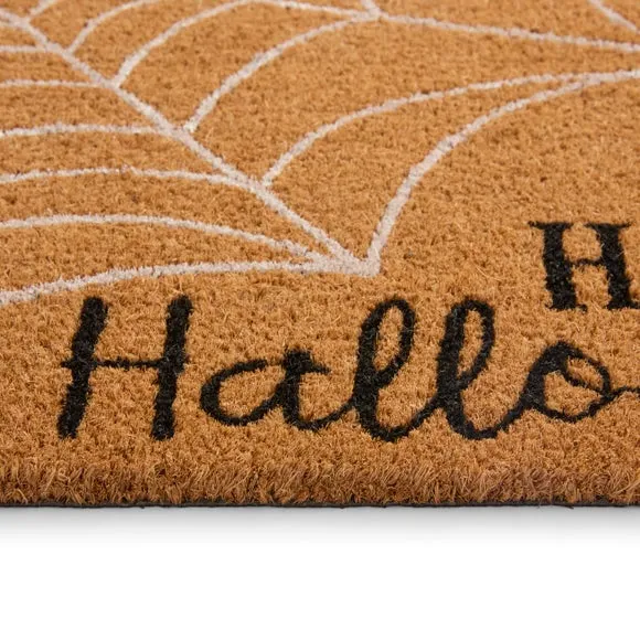 Happy Halloween Spider Web Coir Doormat - Black/White alternate view