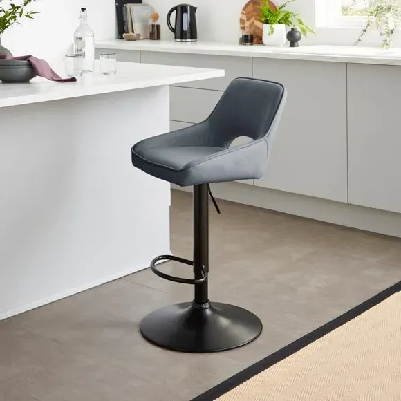 Harlan Height Adjustable Barstool - Navy, Faux Leather product