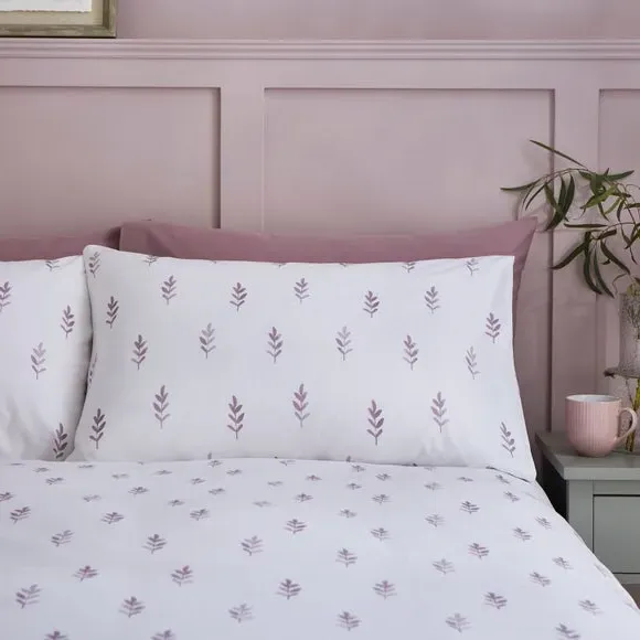 Harper Stem Floral Duvet Cover & Pillowcase Set - Mauve, Cotton alternate view