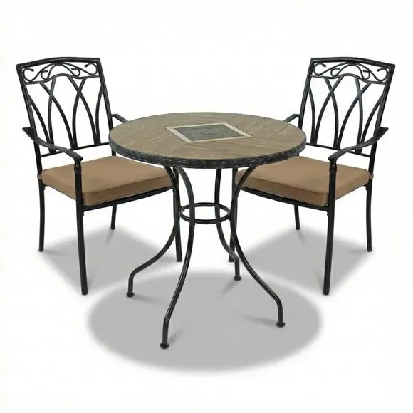 3-Piece Bistro Table Set with Chairs - Brown alternate view