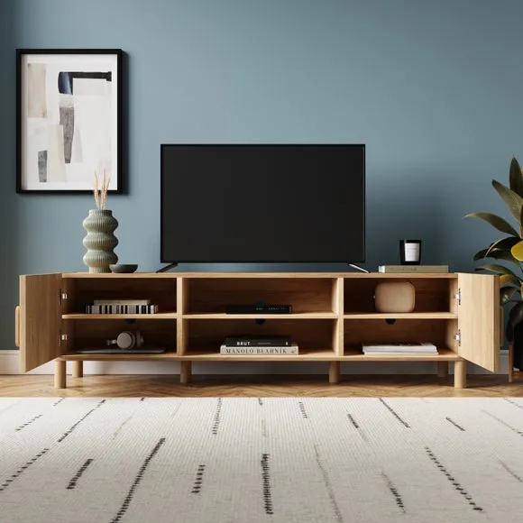 Extra Wide TV Unit with Storage - Oak, Wood alternate view