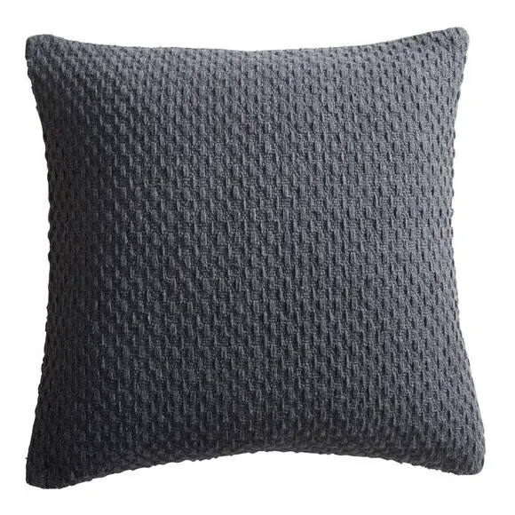 Square Filled Cushion Woven - Grey, Cotton alternate view