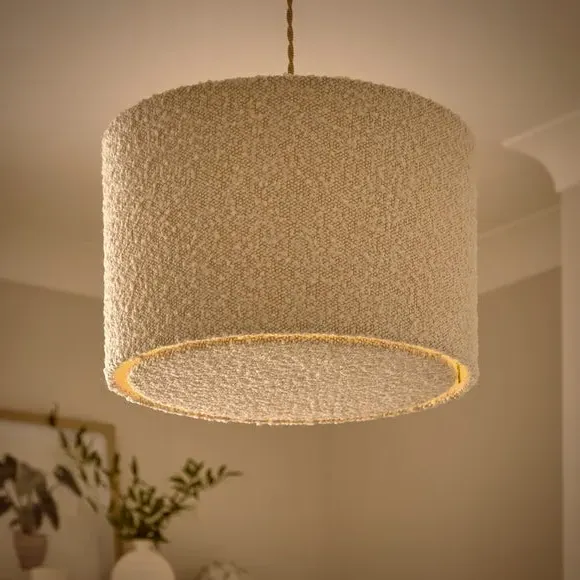 Hazelle Shallow Drum Lamp Shade - Cream, Boucle alternate view