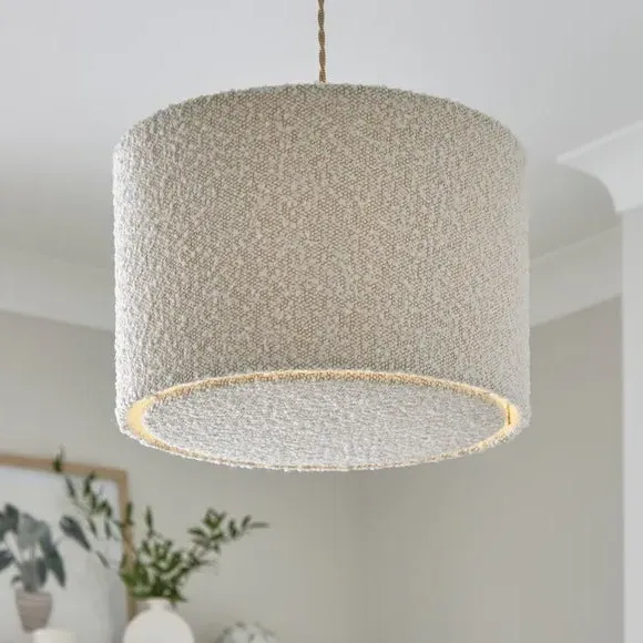 Hazelle Shallow Drum Lamp Shade - Cream, Boucle product